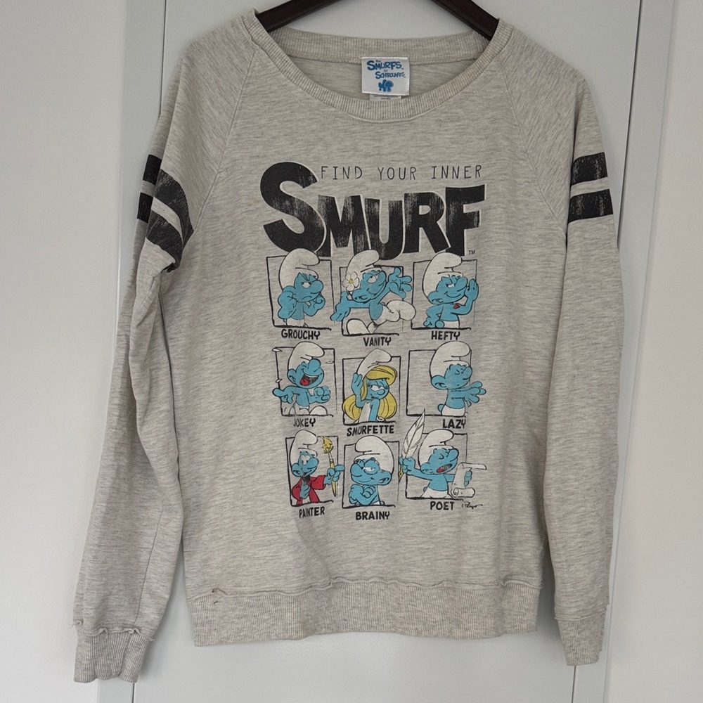 Smurfs Gray Long Sleeve Tee for Women size Large